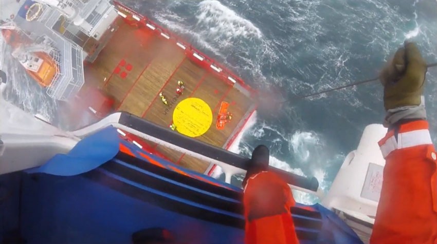 Footage released of a North Sea Search and Rescue Operation