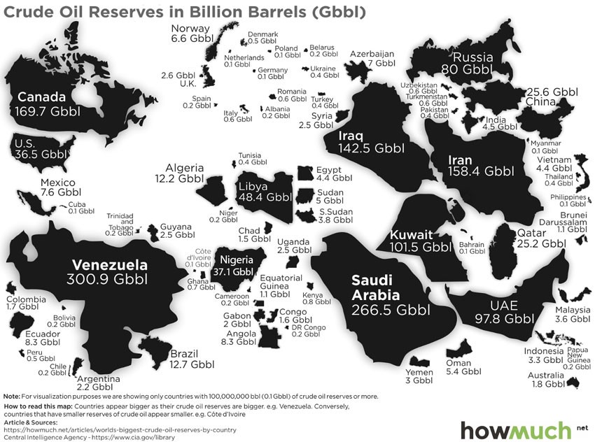 Map: The Countries With the Most Oil Reserves